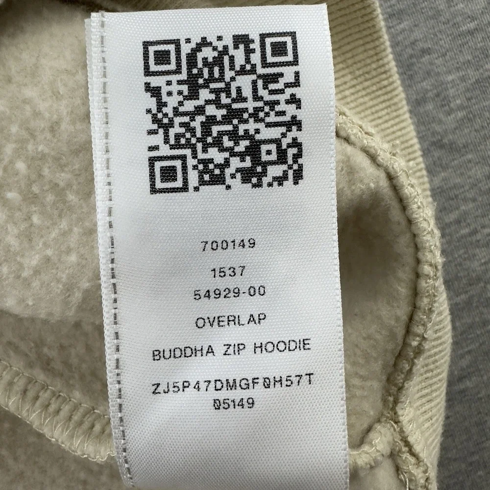 True Religion Men's Buddha Zip Hoodie Beige Full Zip L Graphic Fleece Lined‎